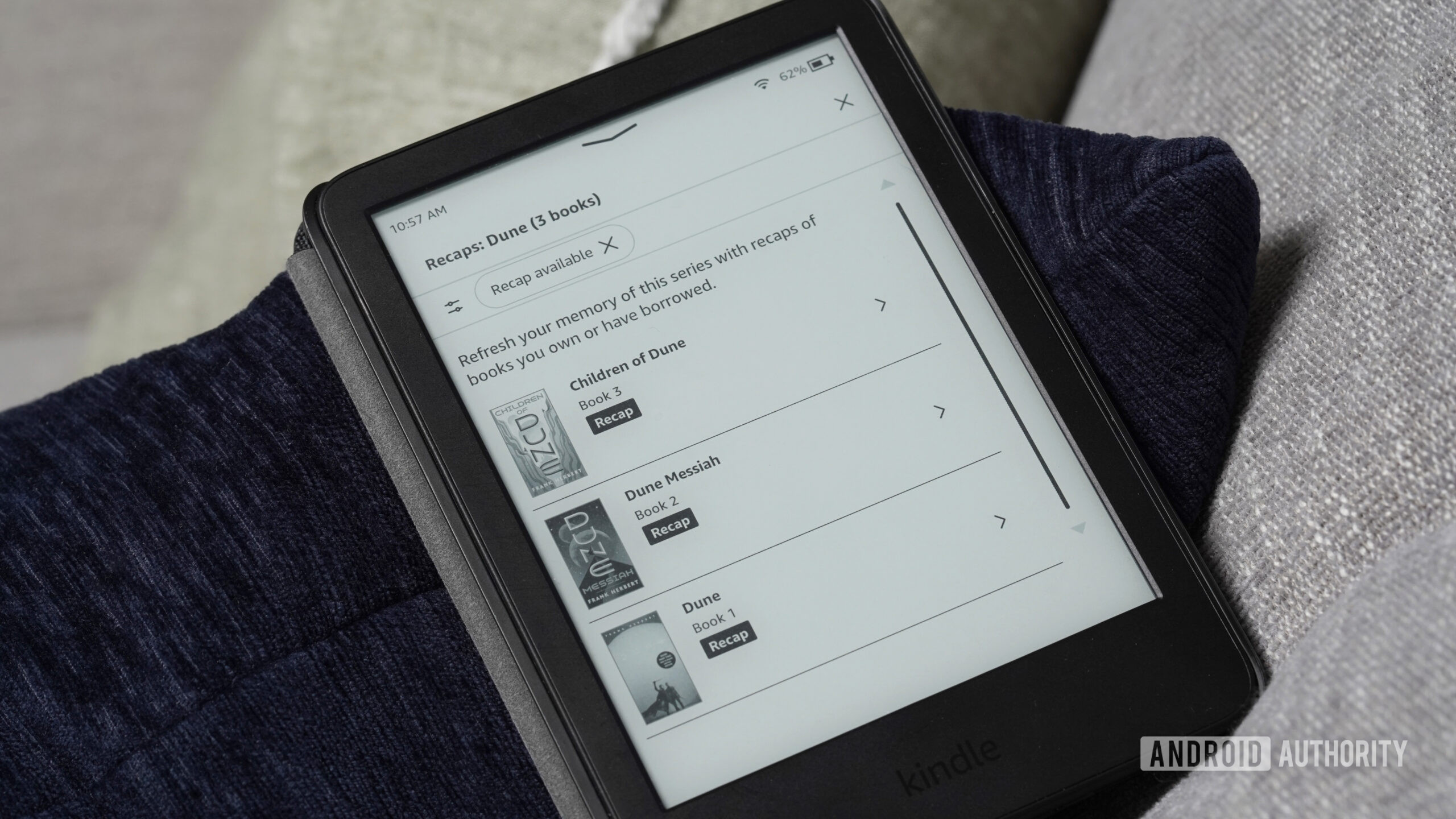 Série de recapitulação do Kindle Um usuário do Kindle Access Kindle repescagens para Dune.