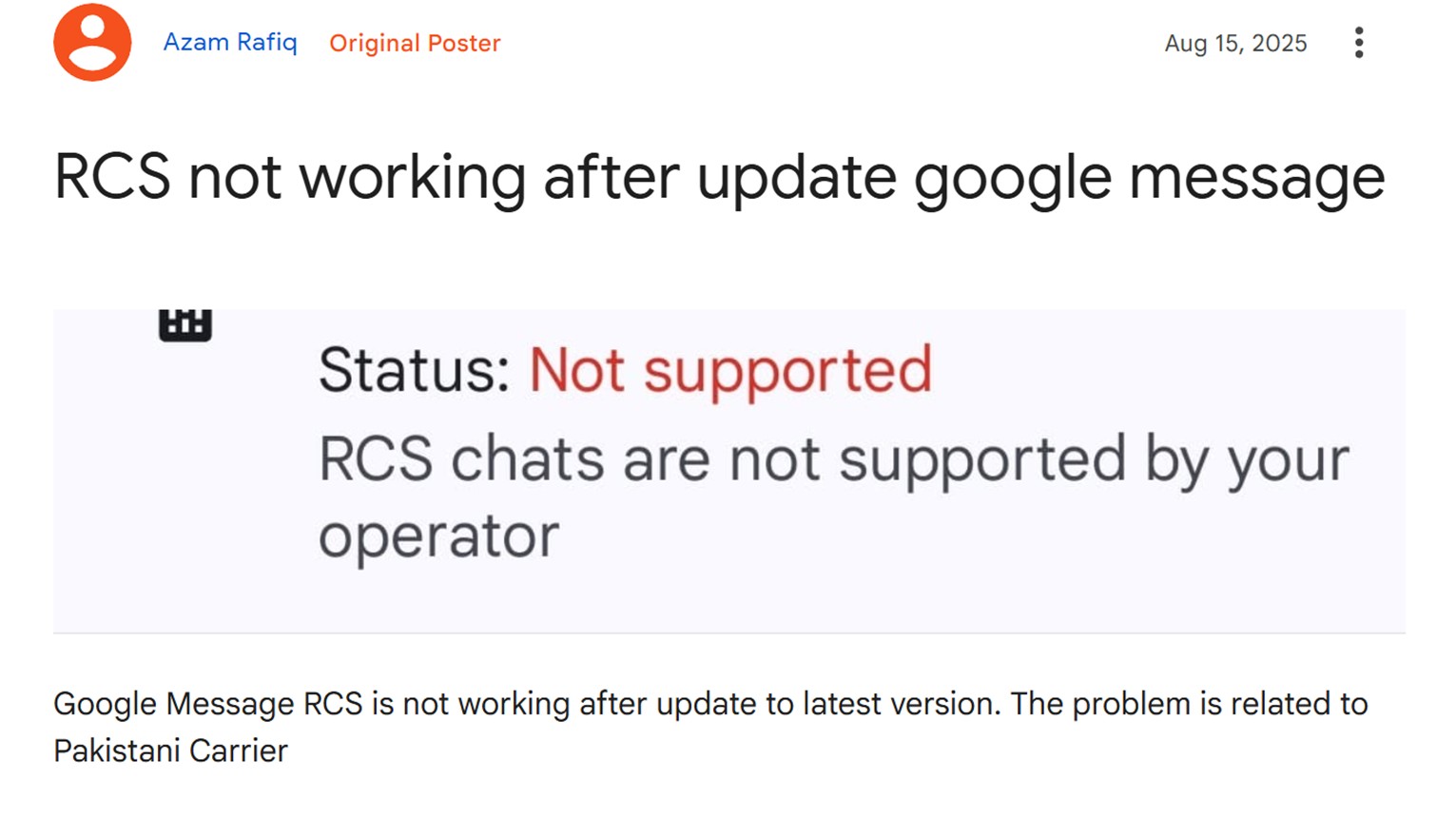 RCs no Google Mensagens pararam de funcionar no Paquistão