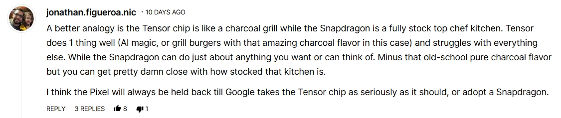 Tensor vs Snapdragon Analogy