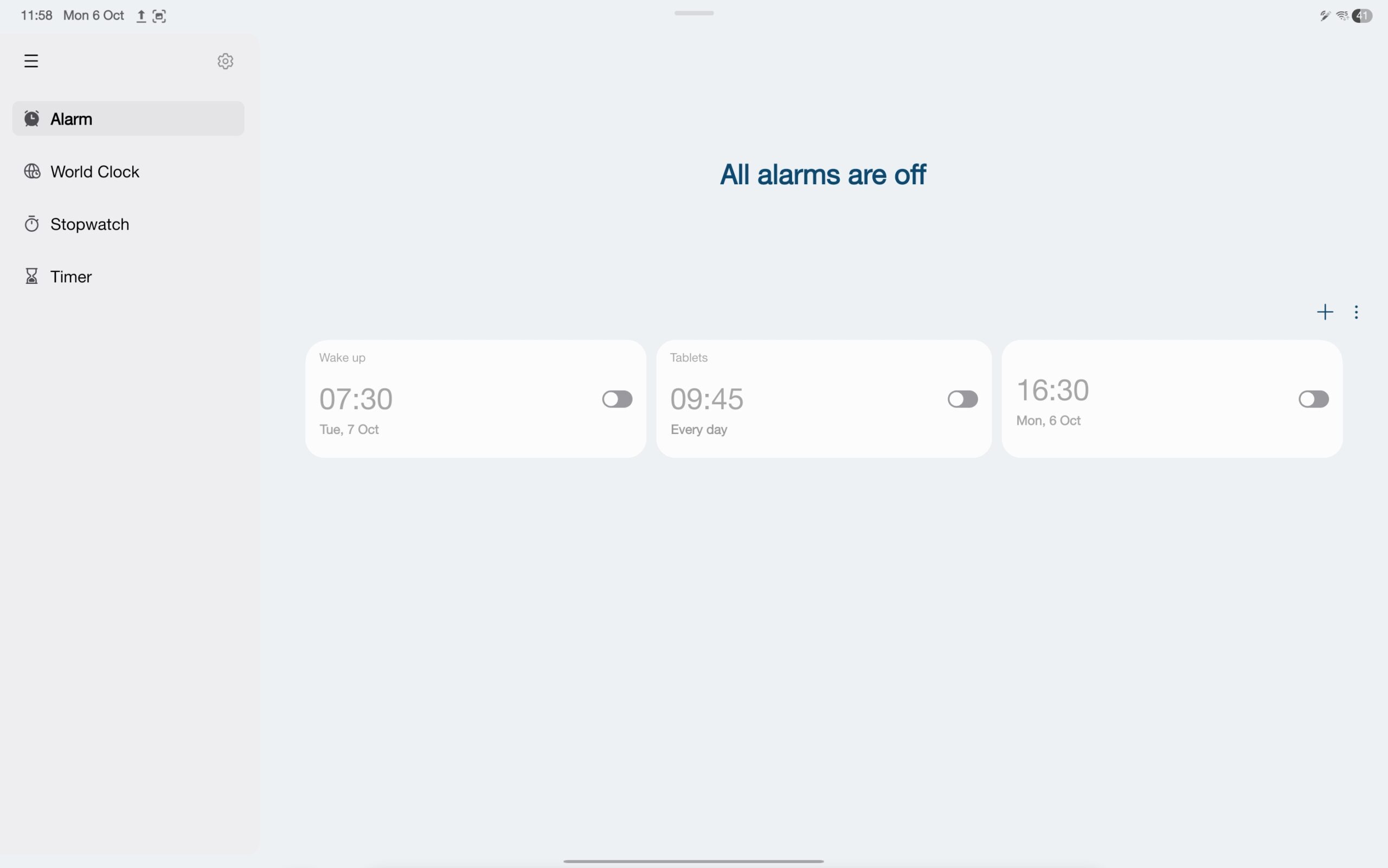 Um relógio de comprimido de uma interface do usuário 8