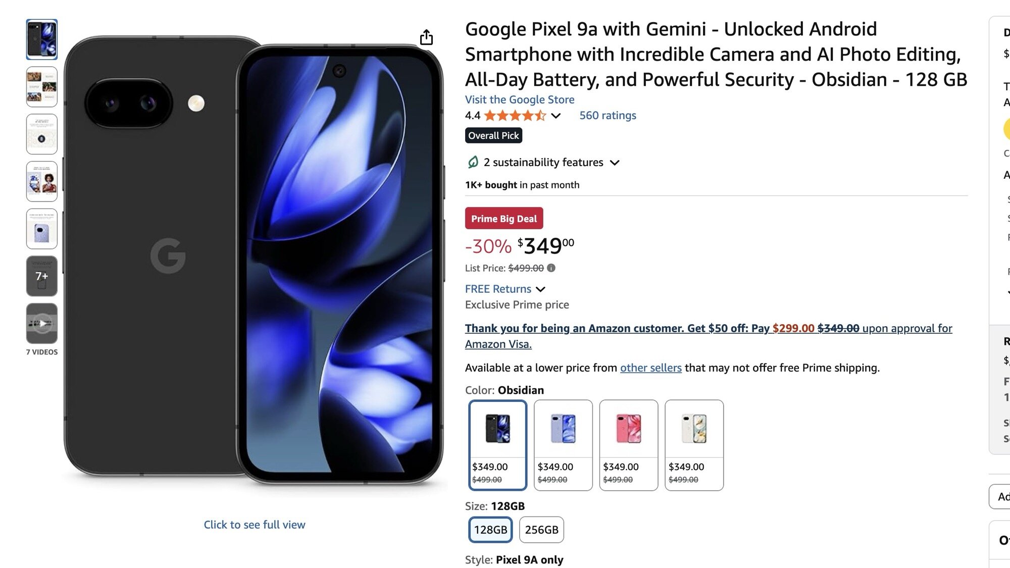 Google Pixel 9A Deal para Amazon Prime Big Deal Days