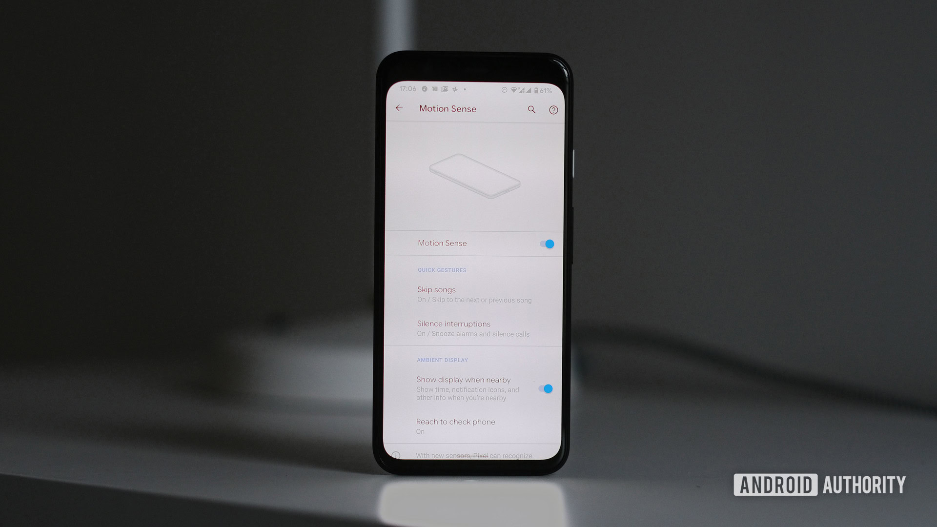 Menu do Google Pixel 4 Motion Sense para radar Soli Menu do Google Pixel 4 Motion Sense para radar Soli