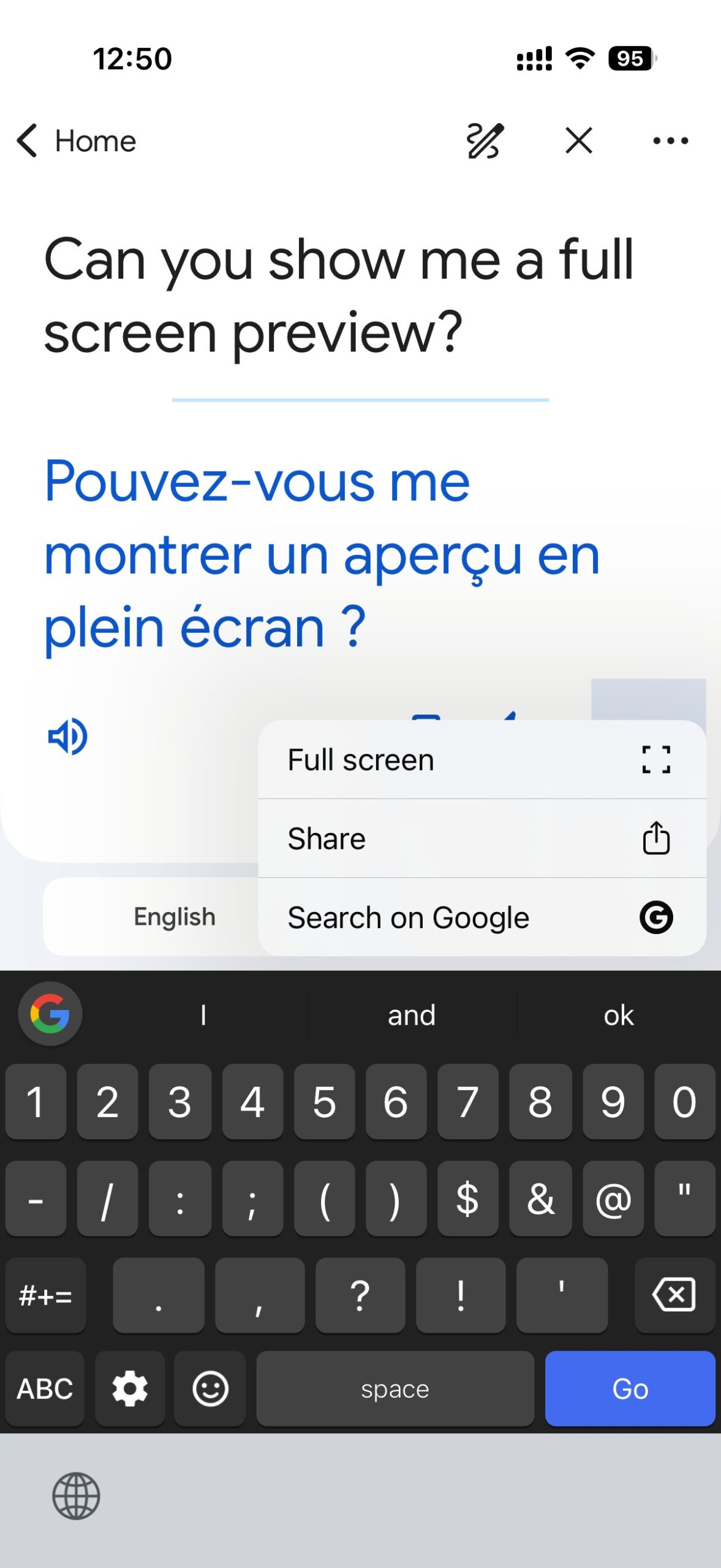 opções de tradução do Google ios