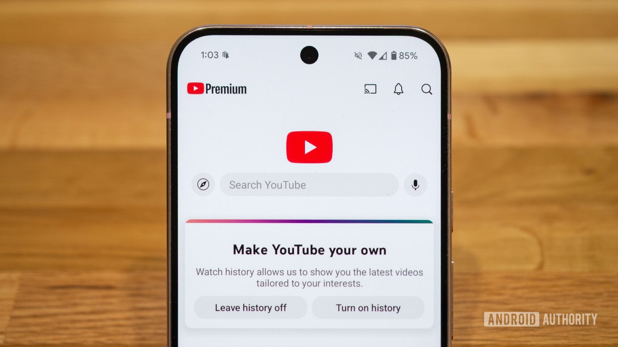 página inicial do canal secundário do youtube em branco
