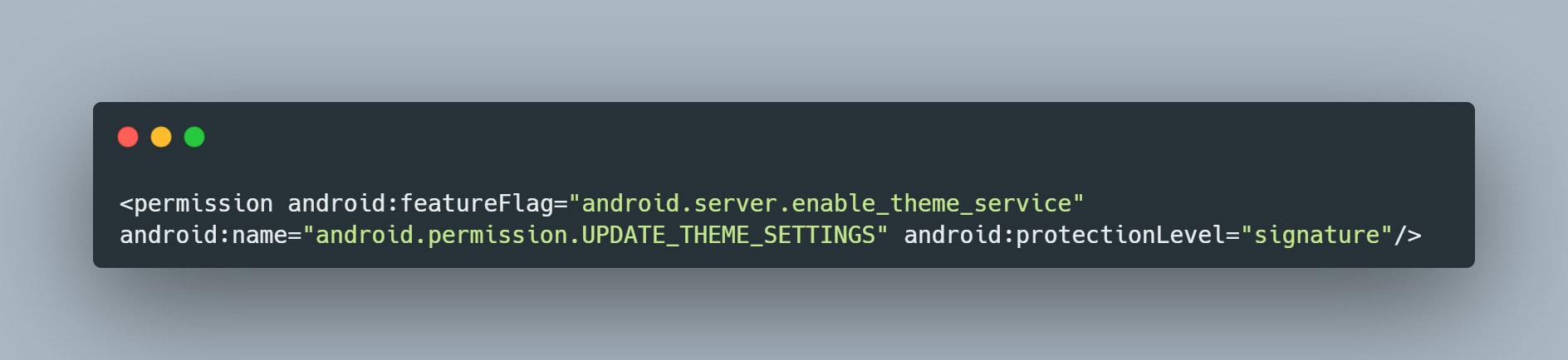Permissão Android UPDATE THEME SERVICE
