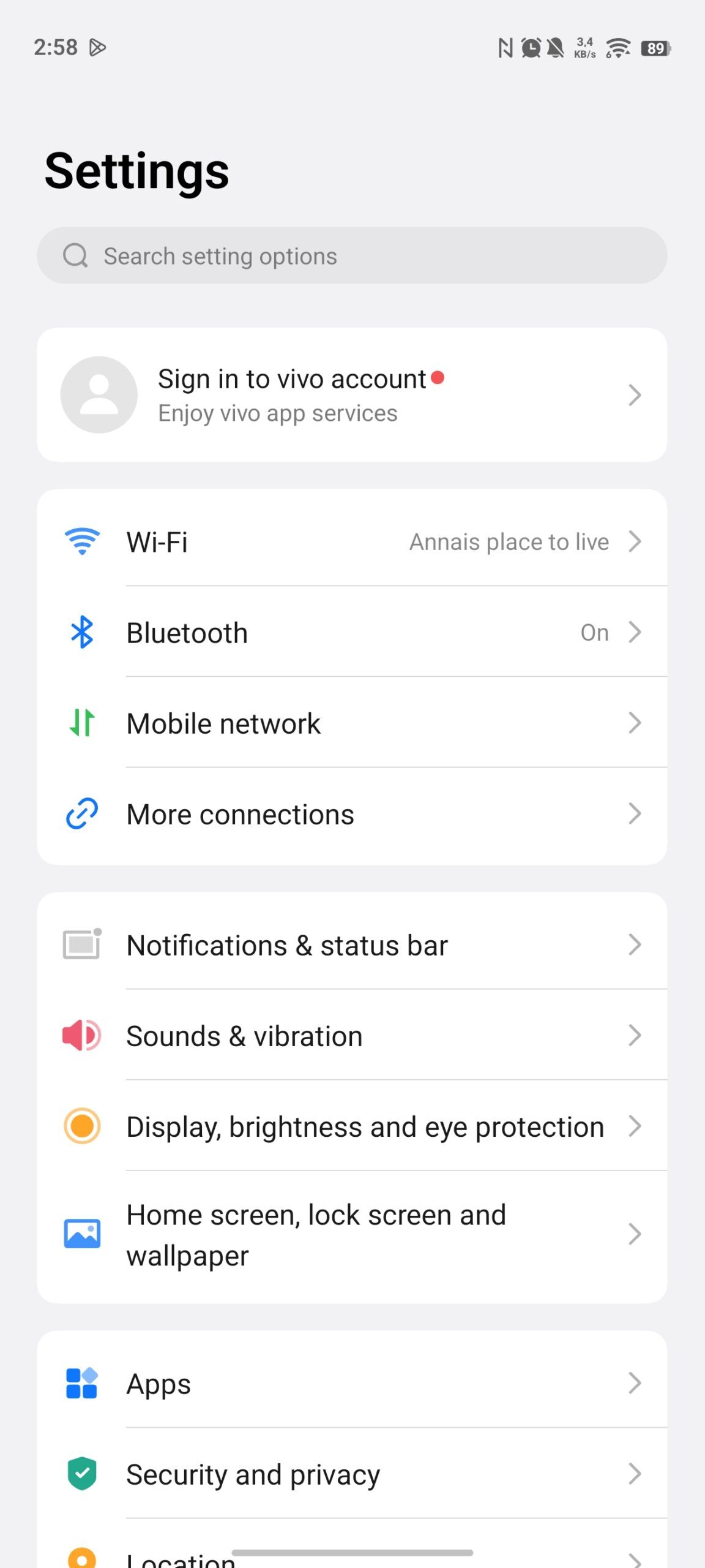 Configurações do vivo OriginOS 6