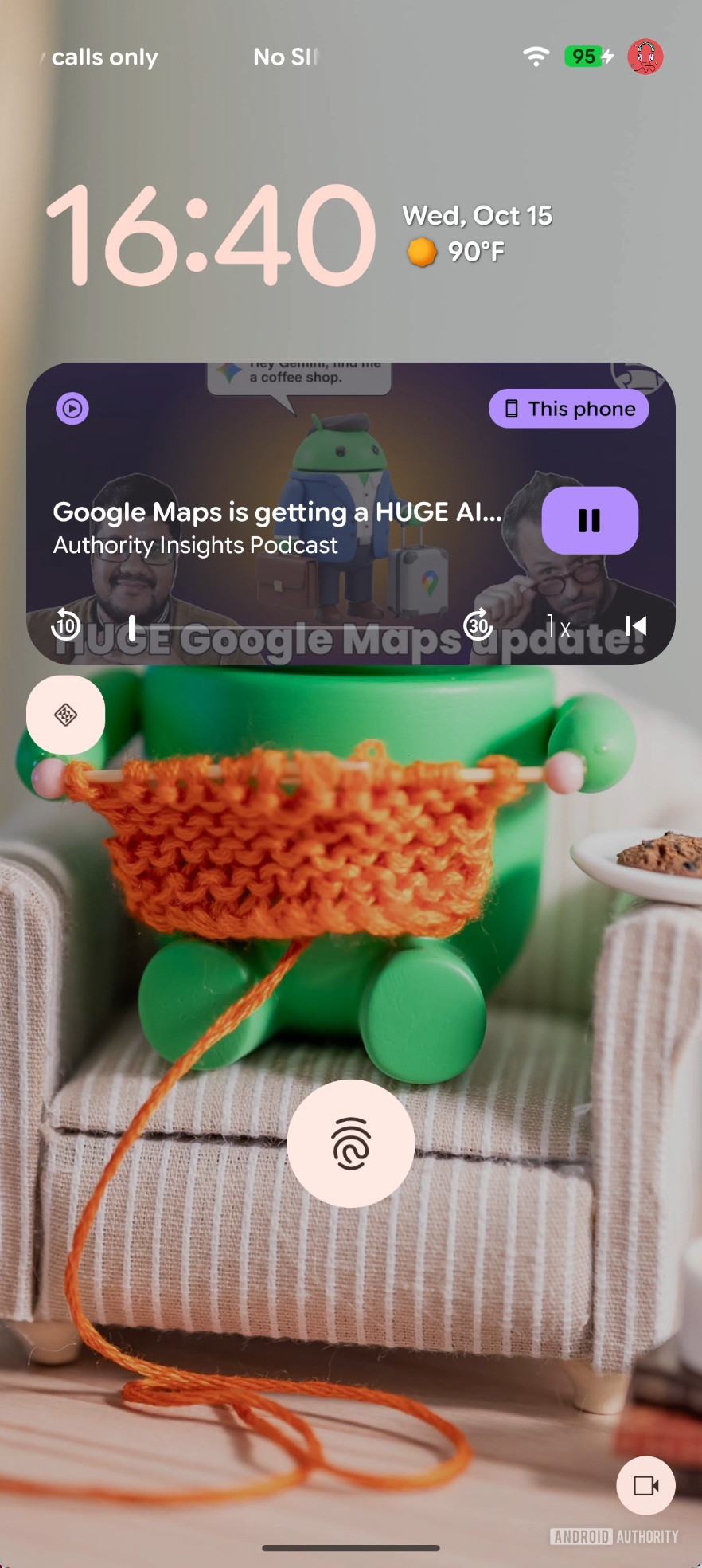 Notificação do media player na tela de bloqueio no Android 16 QPR2 Beta 3