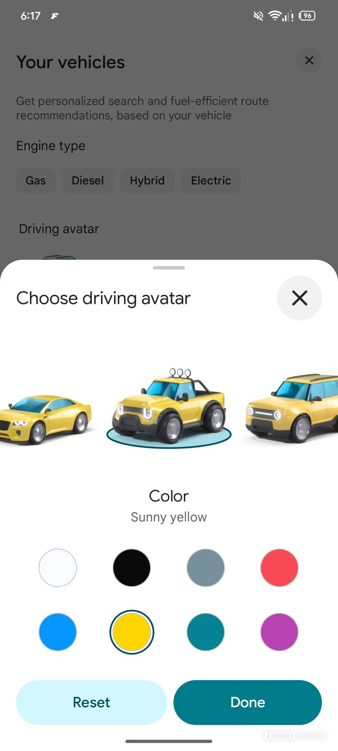 Seleção de avatar do Google Maps