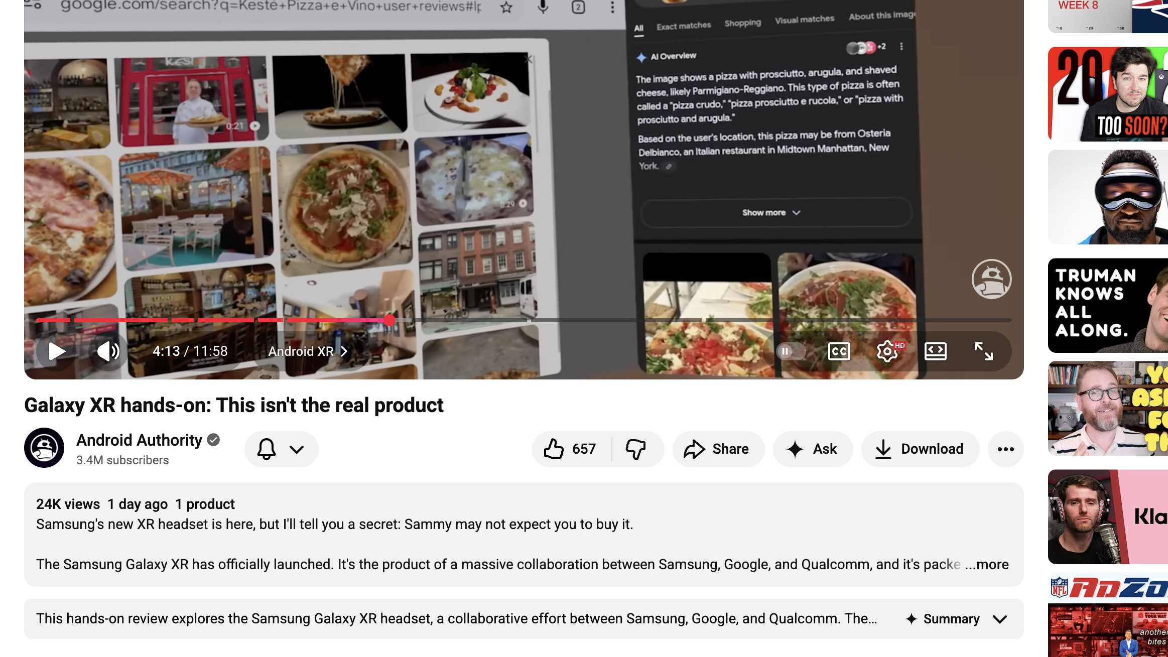 Uma foto da nova IU de reprodução do YouTube em outubro de 2025.