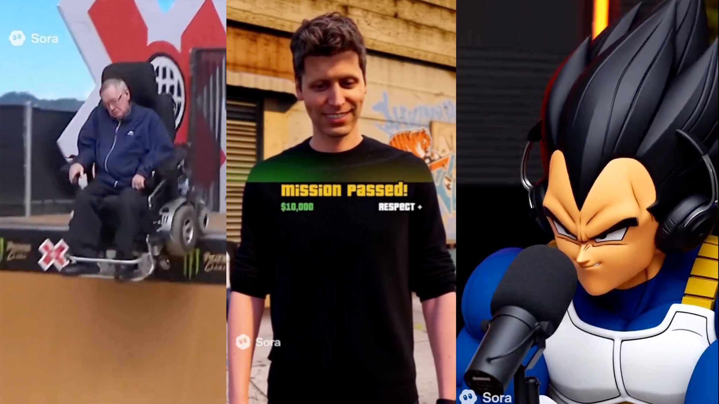 O vídeo de Sora 2 apresenta Stephen Hawking, Sam Altman, Dragonball Vageta