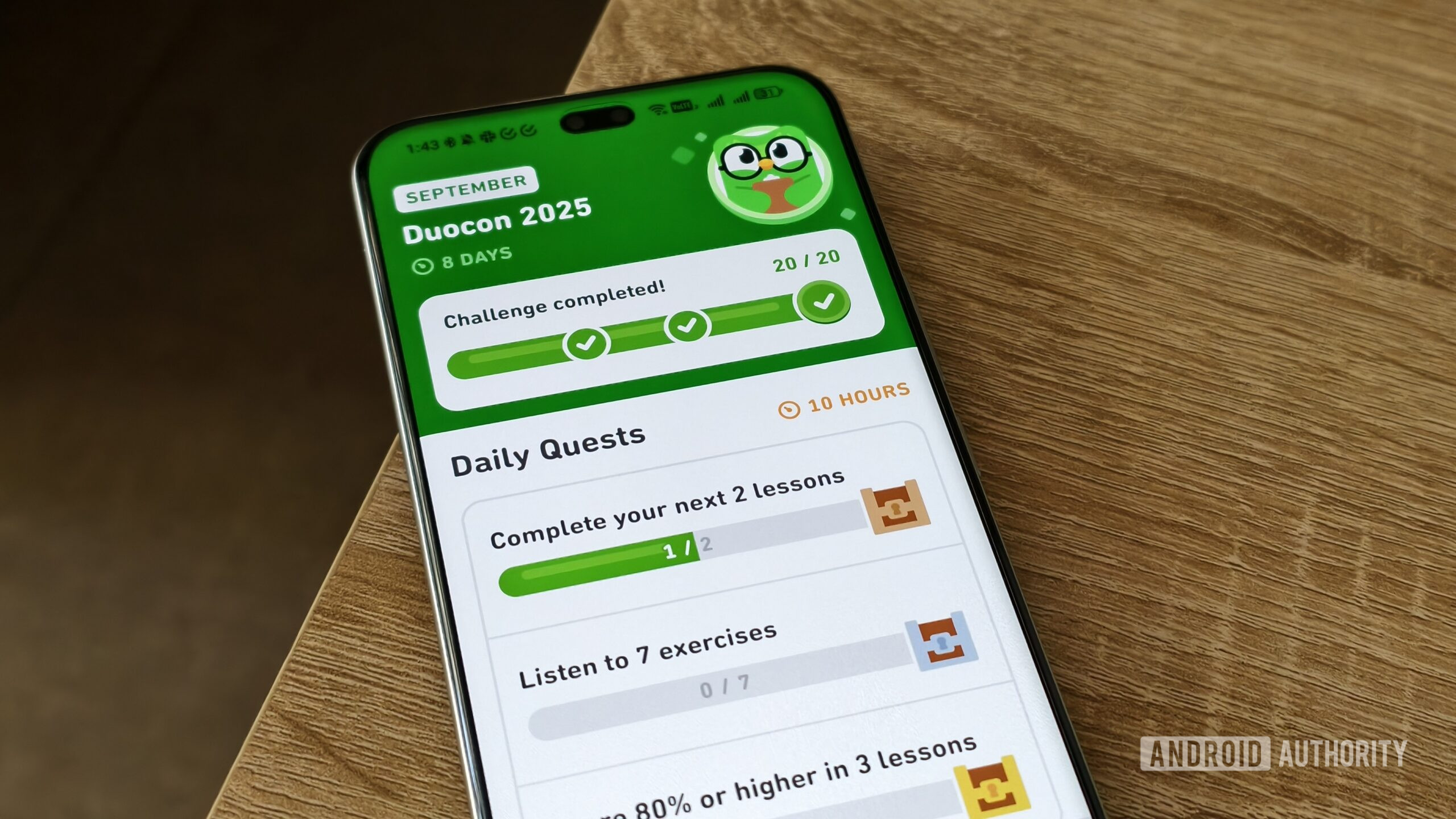 missões duolingo em uma tela de smartphone