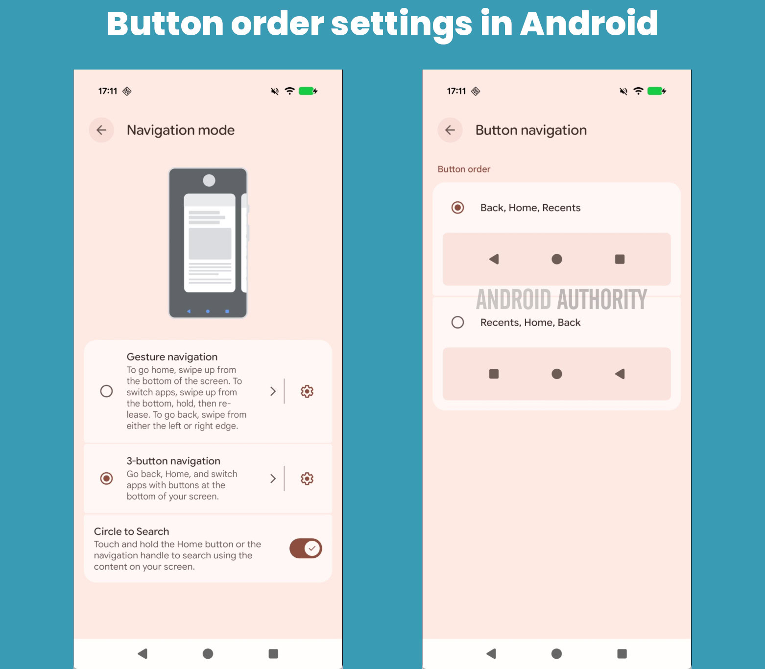 Configurações de ordem dos botões de navegação no Android 16 QPR2 Beta 2