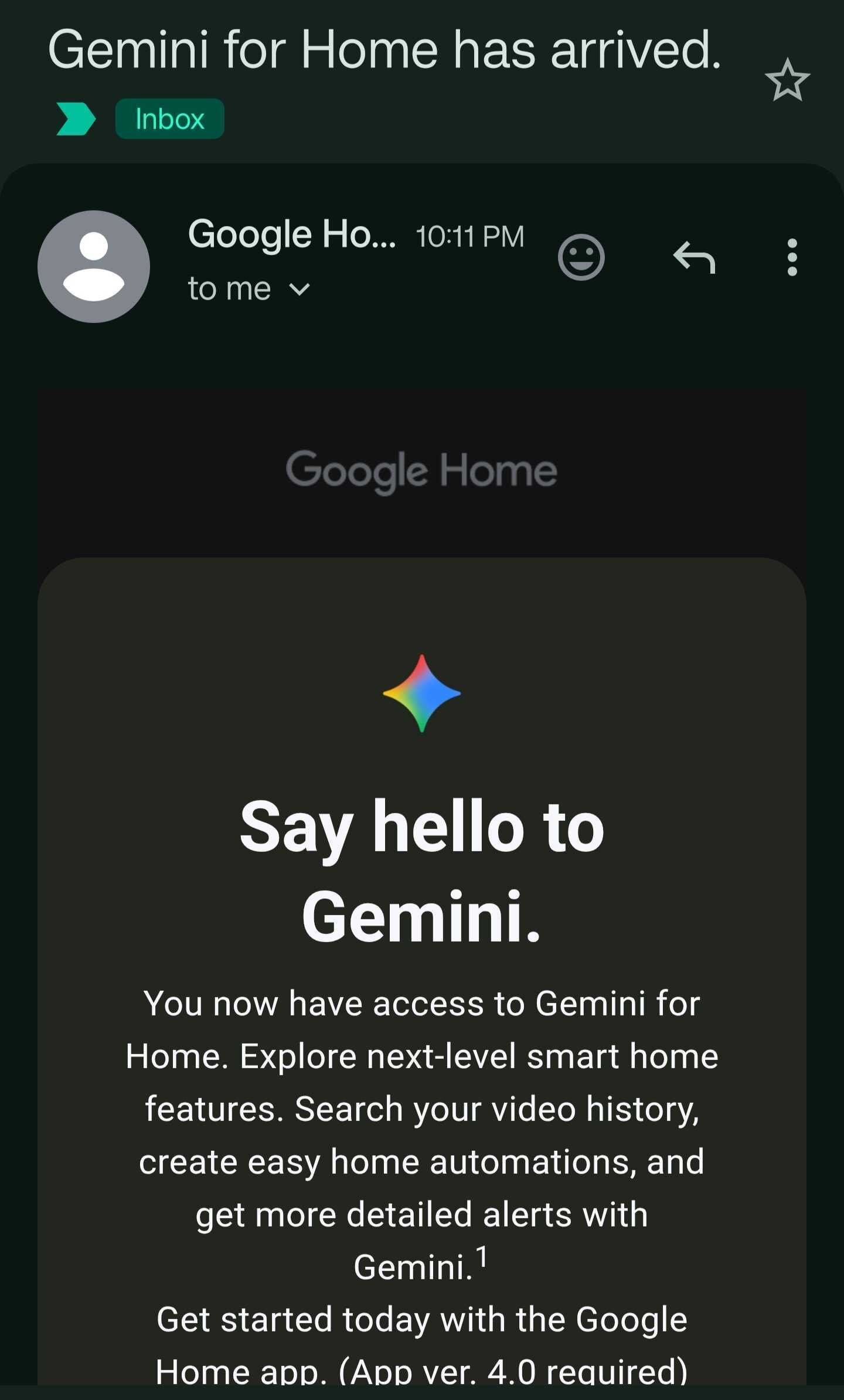 Google Home Gemini para e -mail de lançamento em casa Google Home Gemini para e -mail de lançamento em casa