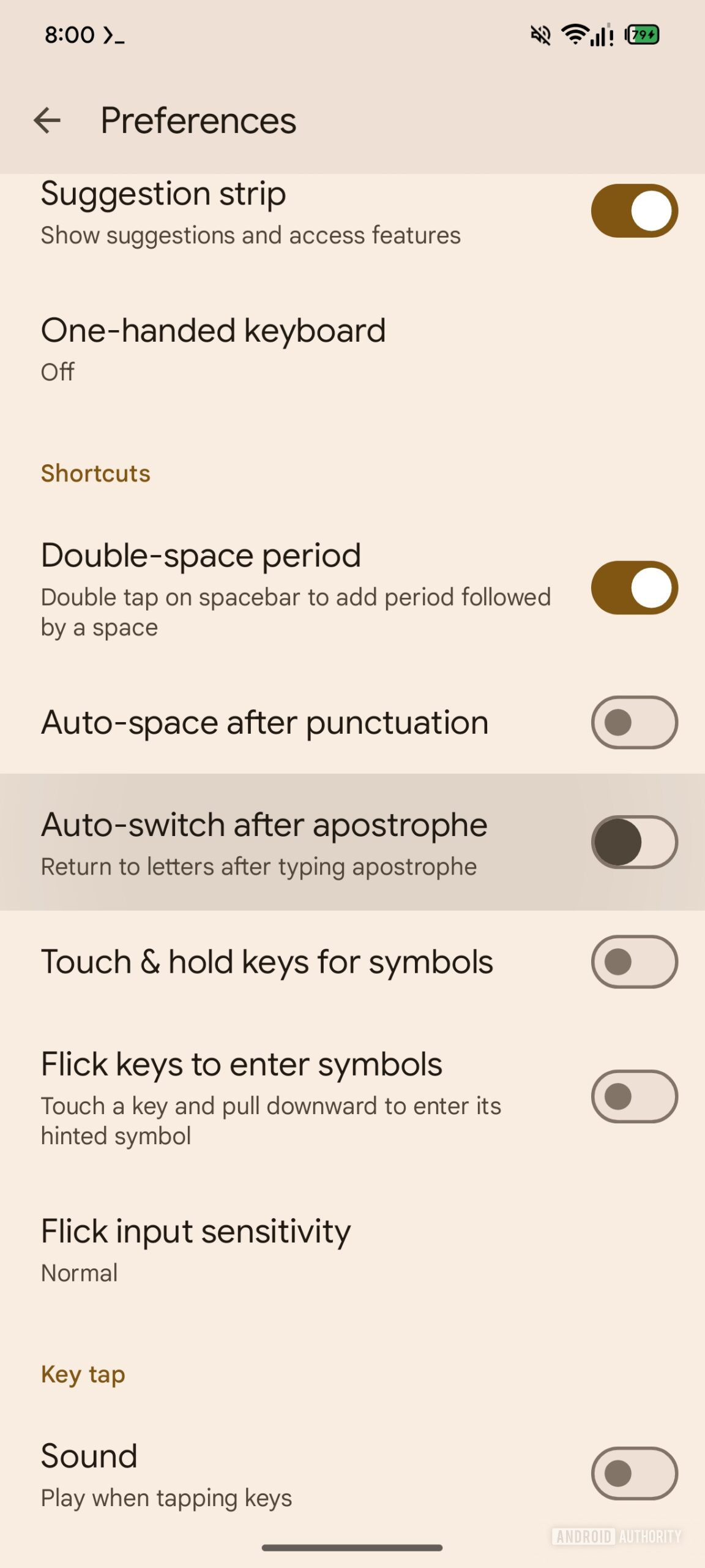 Próxima troca automática do Gboard após recurso de apóstrofo Próxima troca automática do Gboard após recurso de apóstrofo