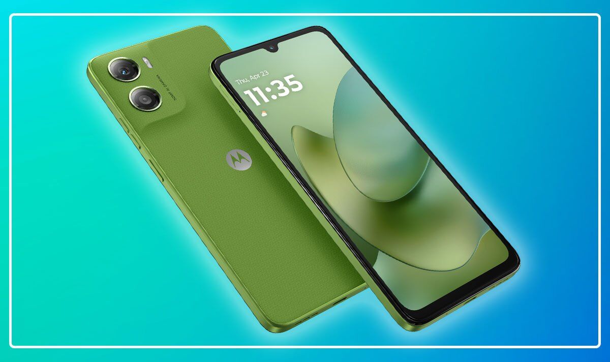 Um Moto G06 verde.