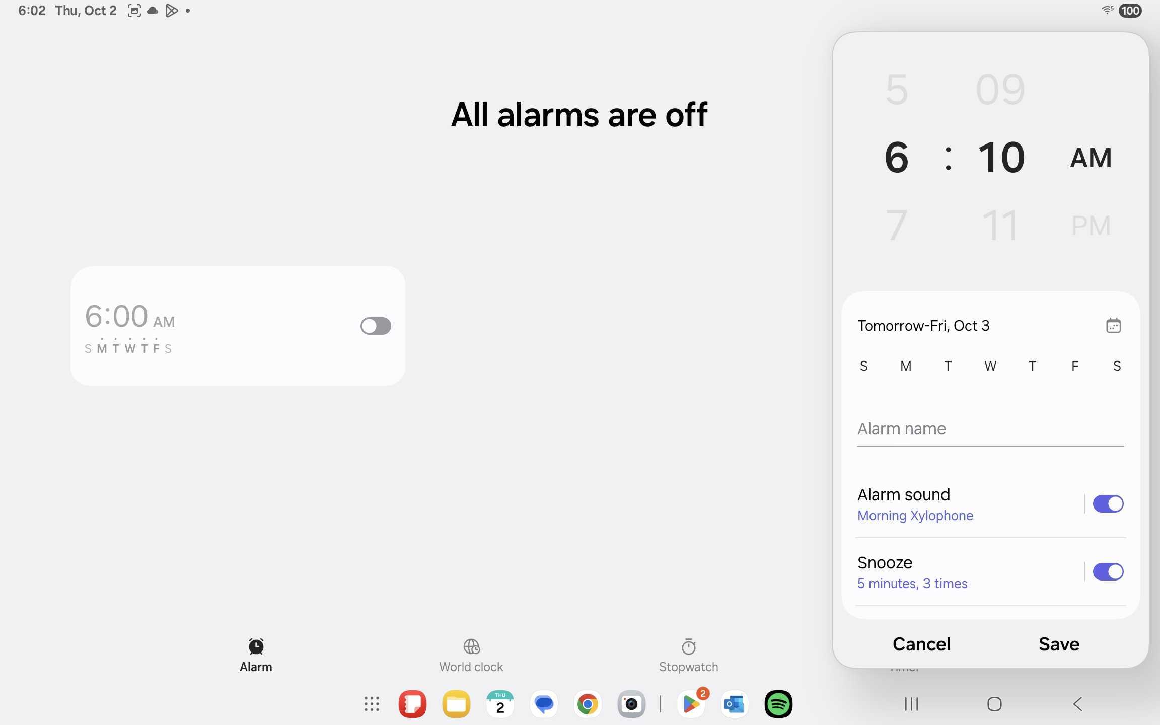Um relógio de comprimido de uma interface do usuário 7