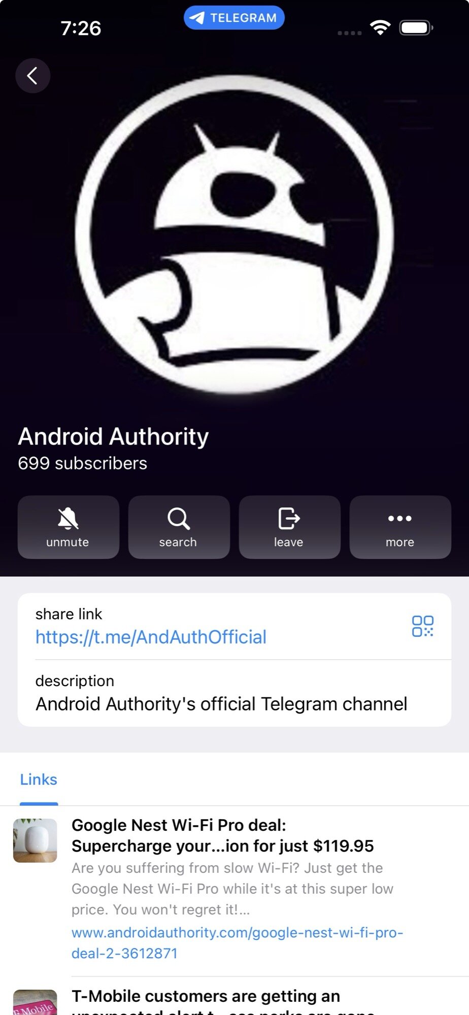 Captura de tela do Telegram no iOS mostrando o design do Liquid Glass 2