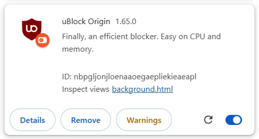 uBlock Origin reativado no Chrome uBlock Origin reativado no Chrome
