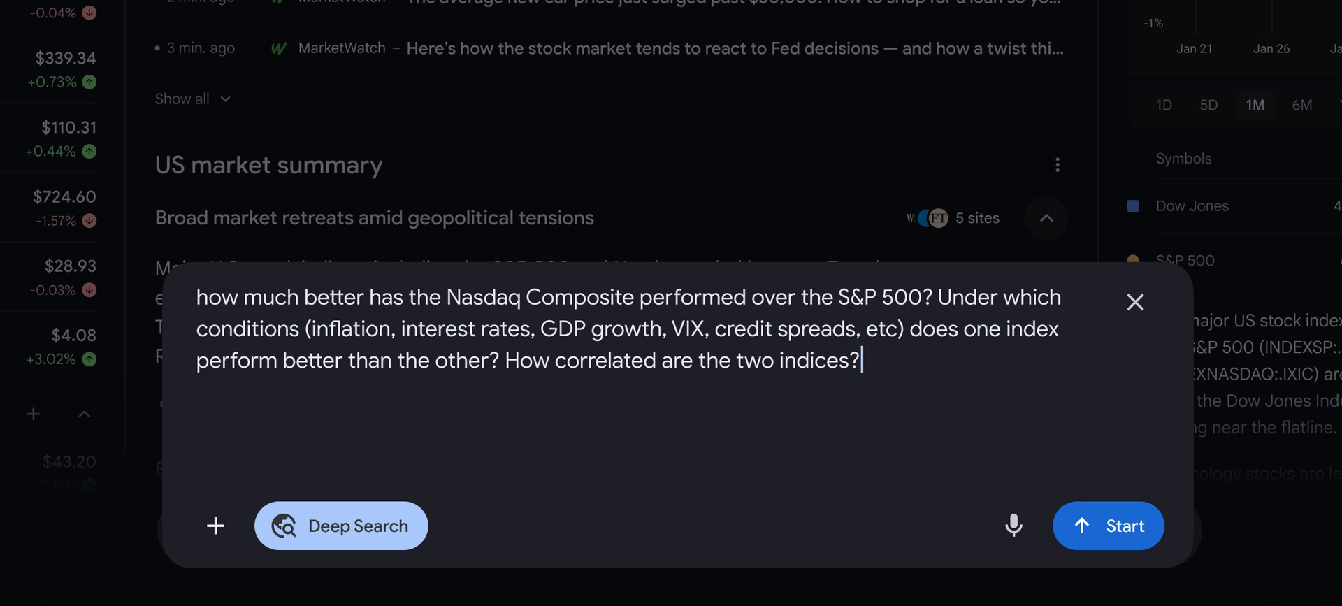 Pesquisa profunda do Google Finance Pesquisa profunda do Google Finance