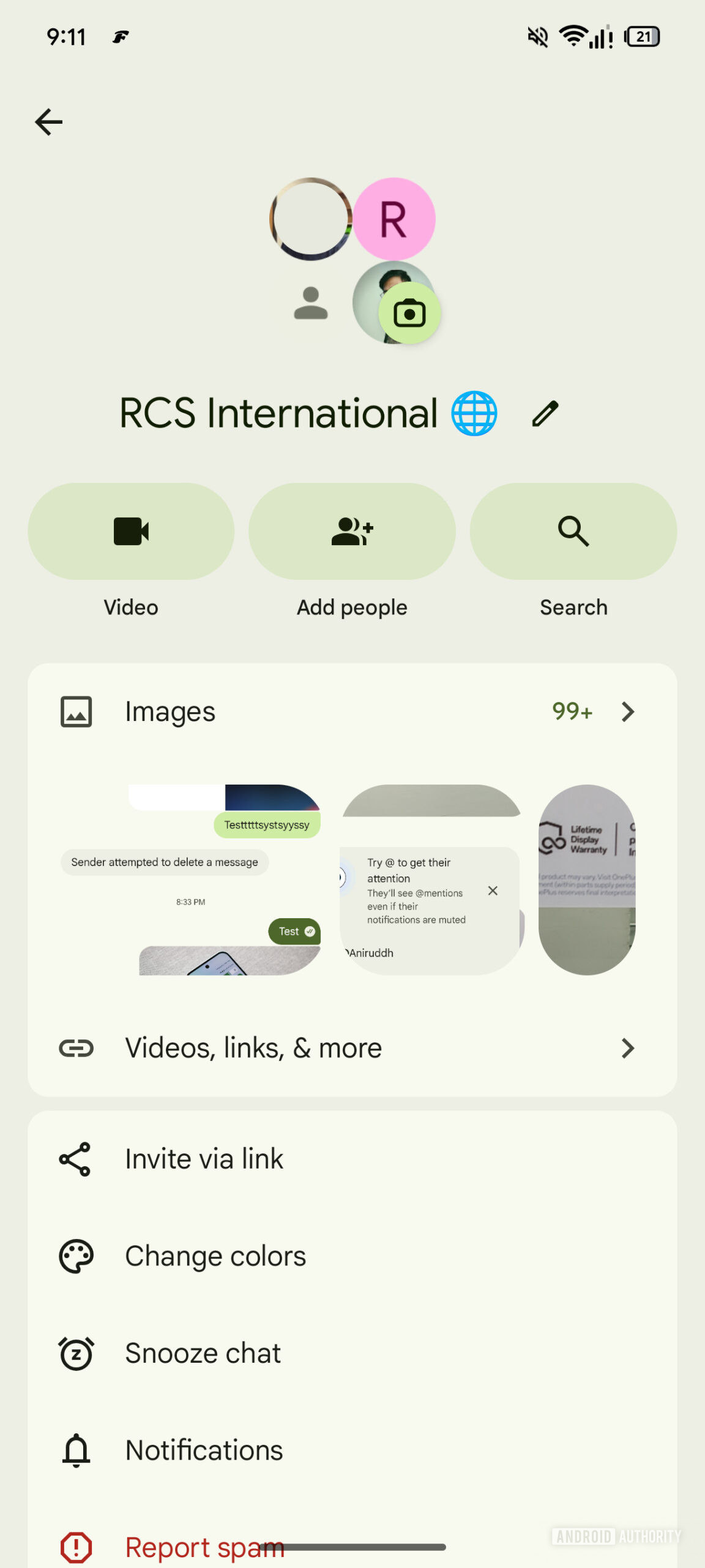 UX atual do Mensagens do Google para página de detalhes do bate-papo