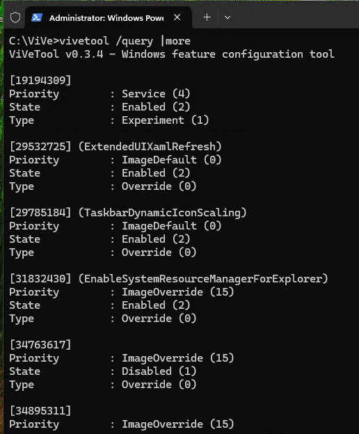 A ferramenta Vive pode consultar o status de ativação dos recursos do Windows