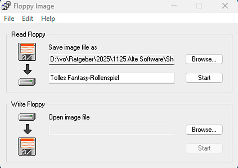 Com o freeware Floppy Image você pode criar imagens de seus disquetes. Porque a mídia é conhecida por muitas vezes dificultar a leitura. Desta forma você protege seu software e pode instalá-lo posteriormente.