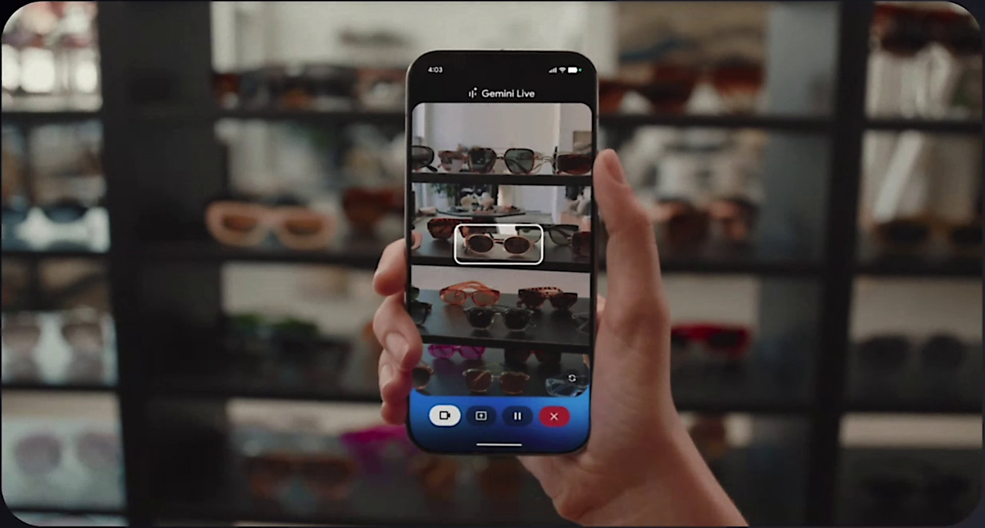 Sobreposição visual do Gemini Live