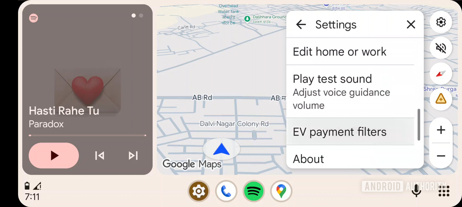 Filtro de pagamento de mapa Android Auto EV