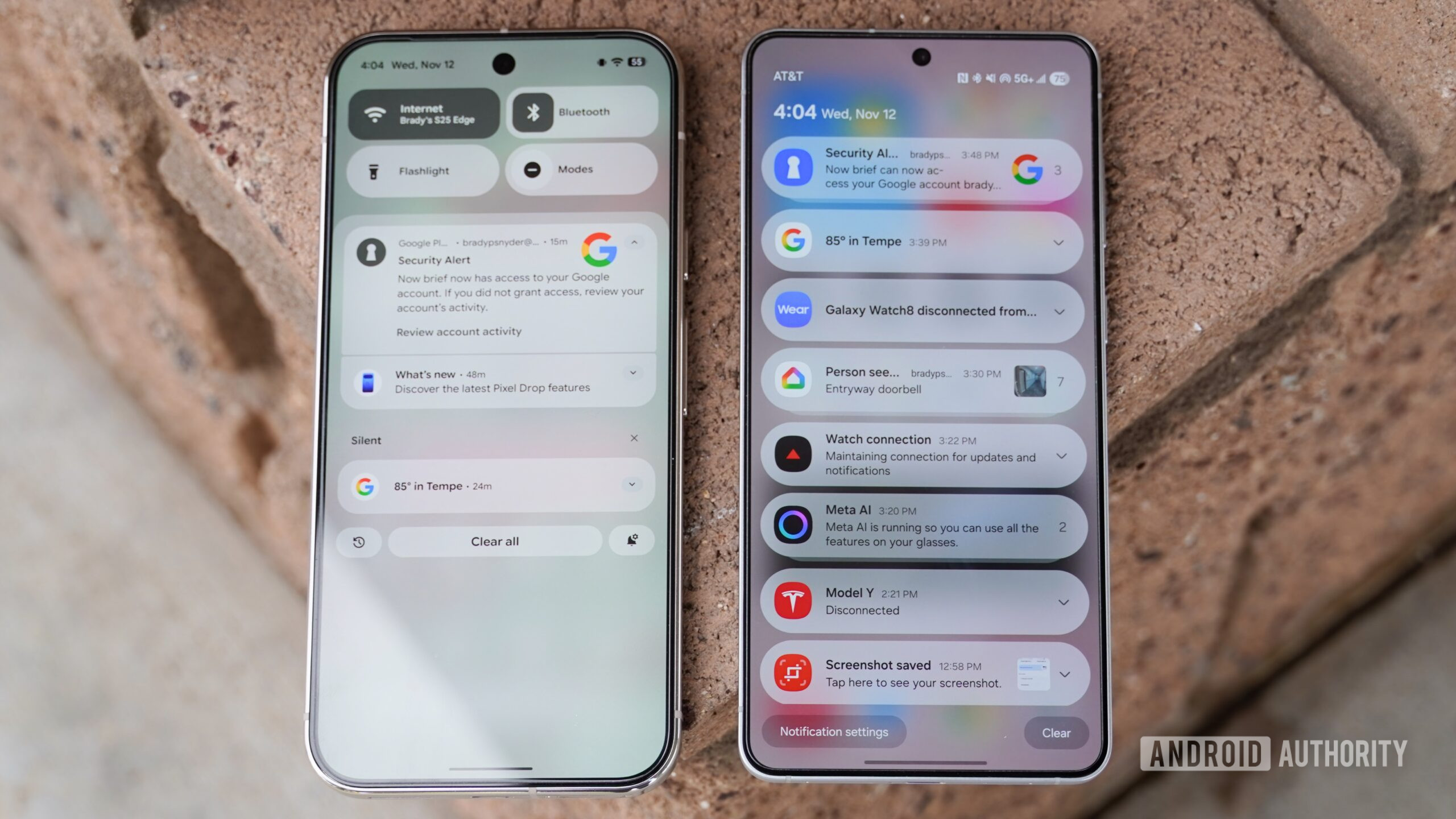Notificações M3E vs OneUI8 1 A aba de notificação no One UI 8 e no Material 3 Expressive.