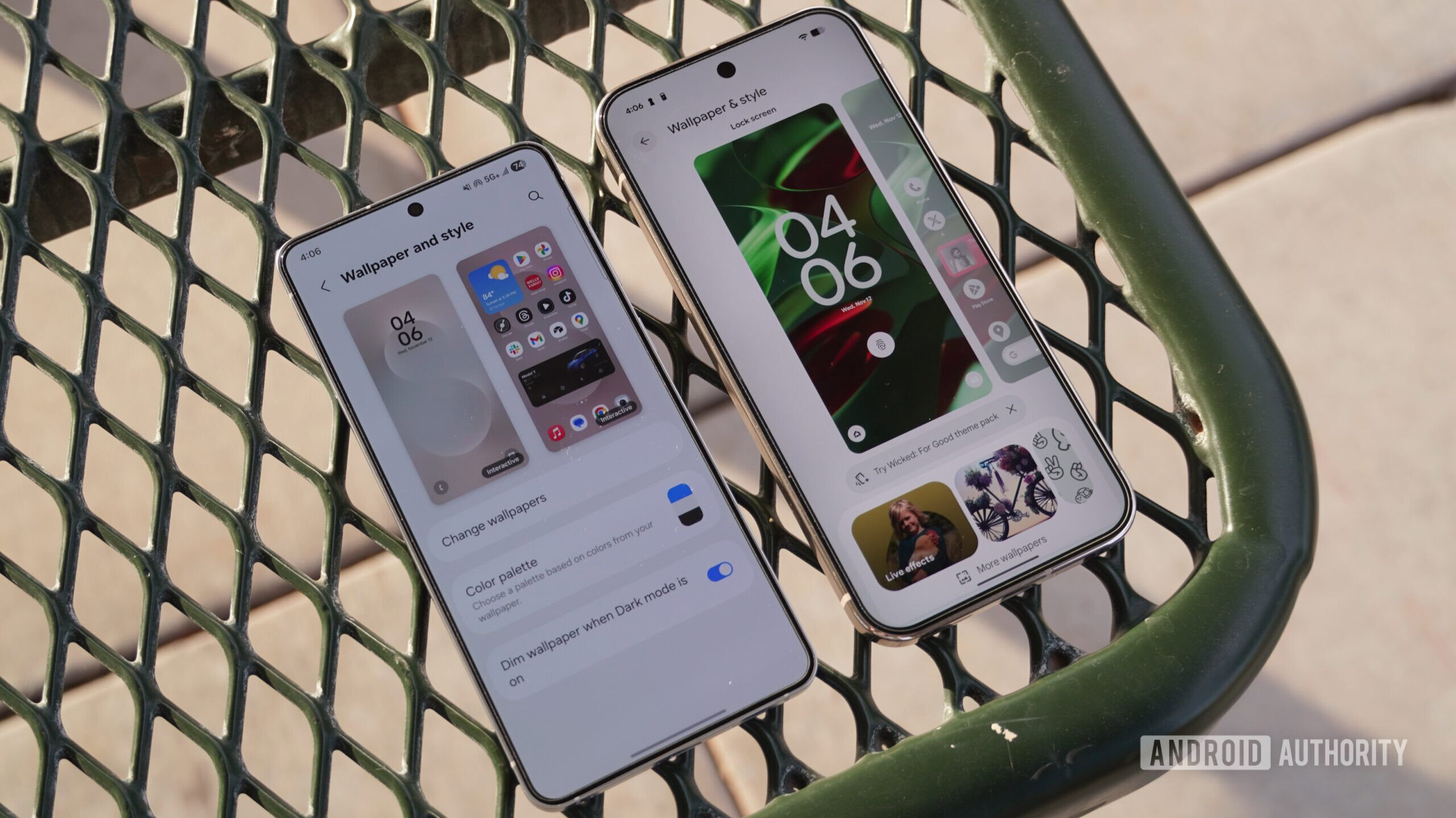 Personalização 1 de M3E vs OneUI8 As páginas de personalização em One UI 8 e Material 3 Expressive.