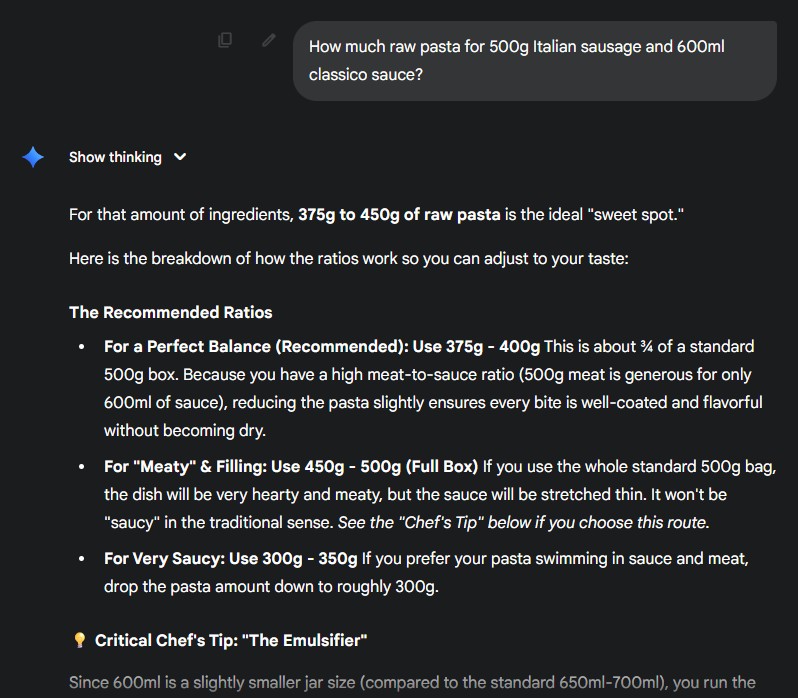 resposta gemini 3 pro macarrão