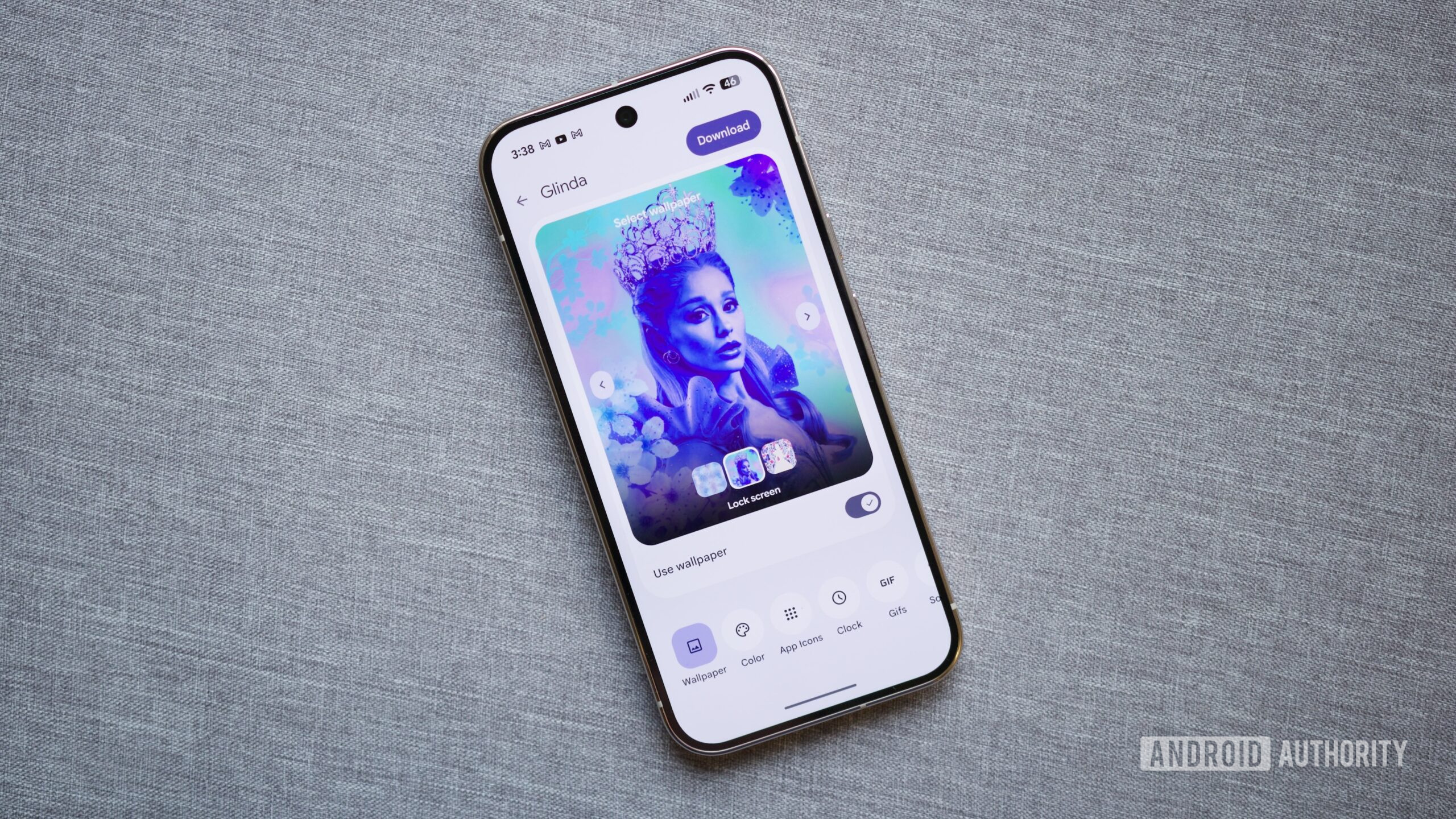 O pacote temático Wicked rodando em um smartphone Pixel.