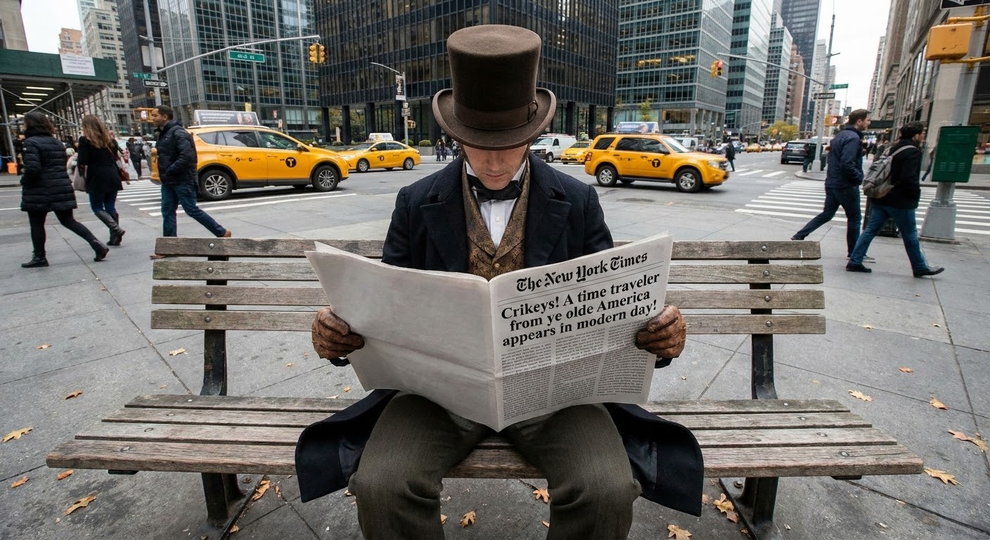 Homem segurando um jornal