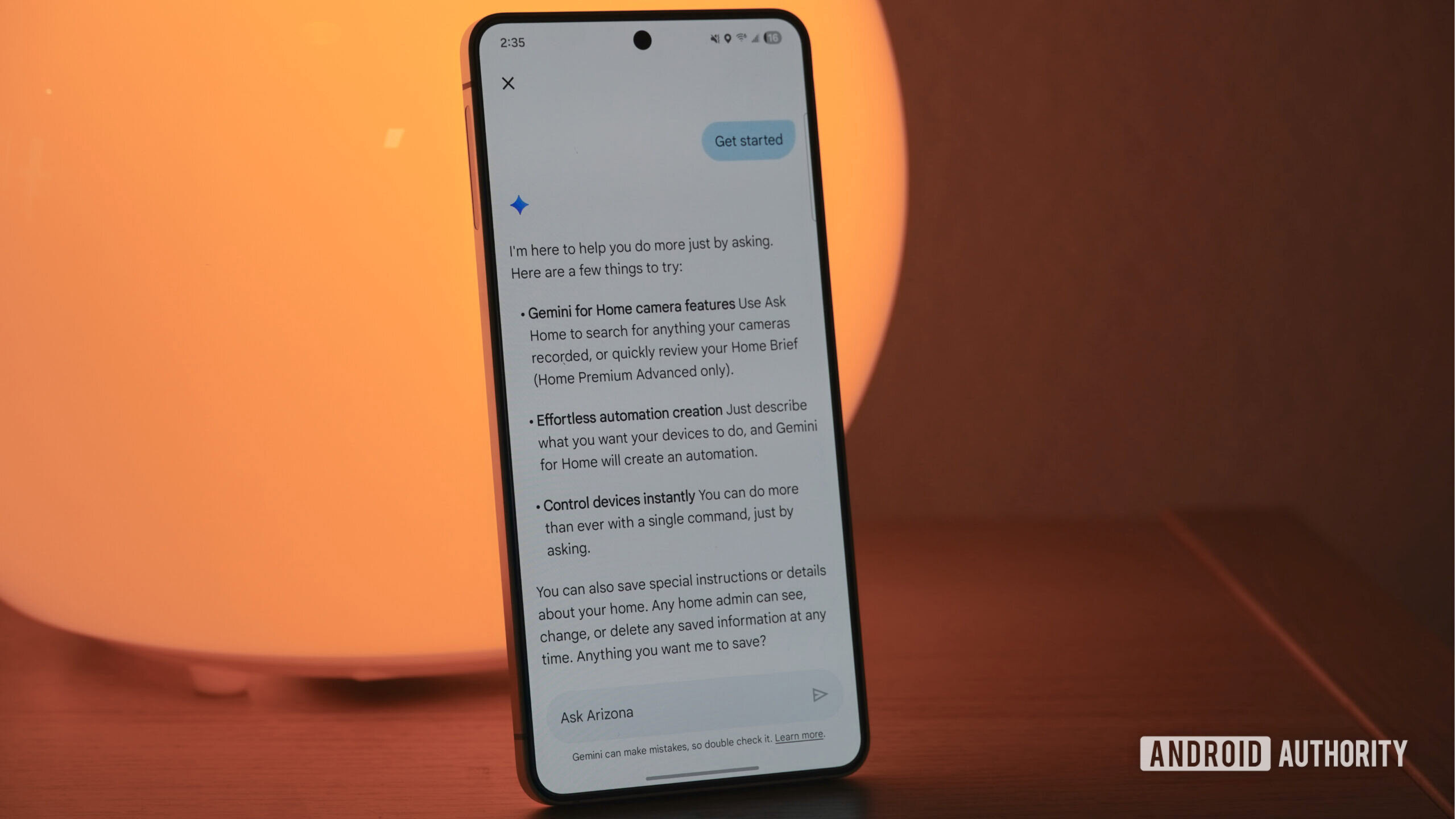 Gemini explicando o que você pode fazer com o Ask Home no Google Home Premium.