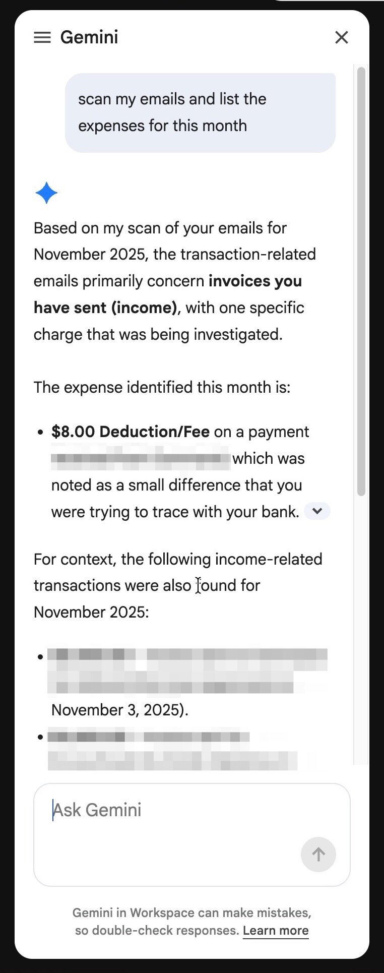 Gêmeos no Gmail monitorando despesas 1