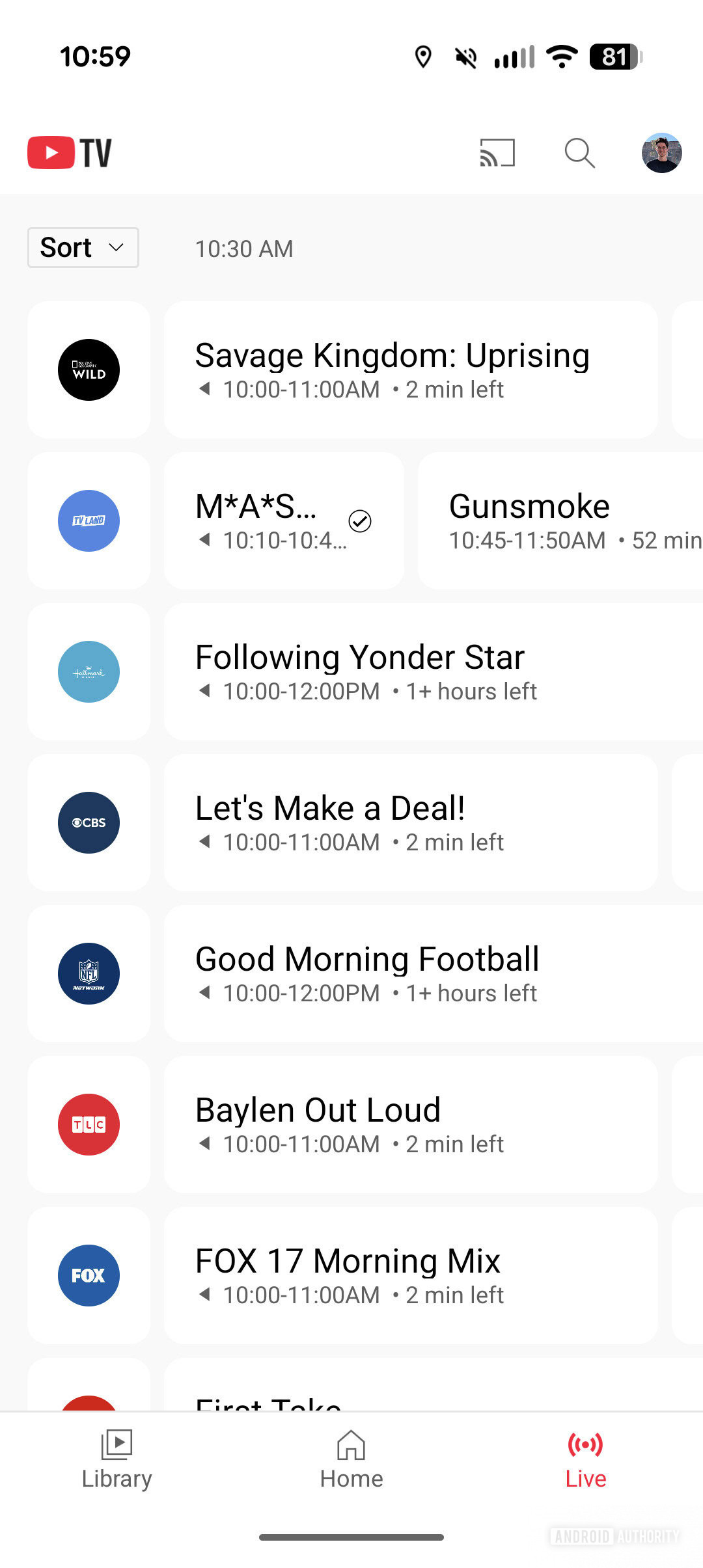 Nova guia UI Live do YouTube TV