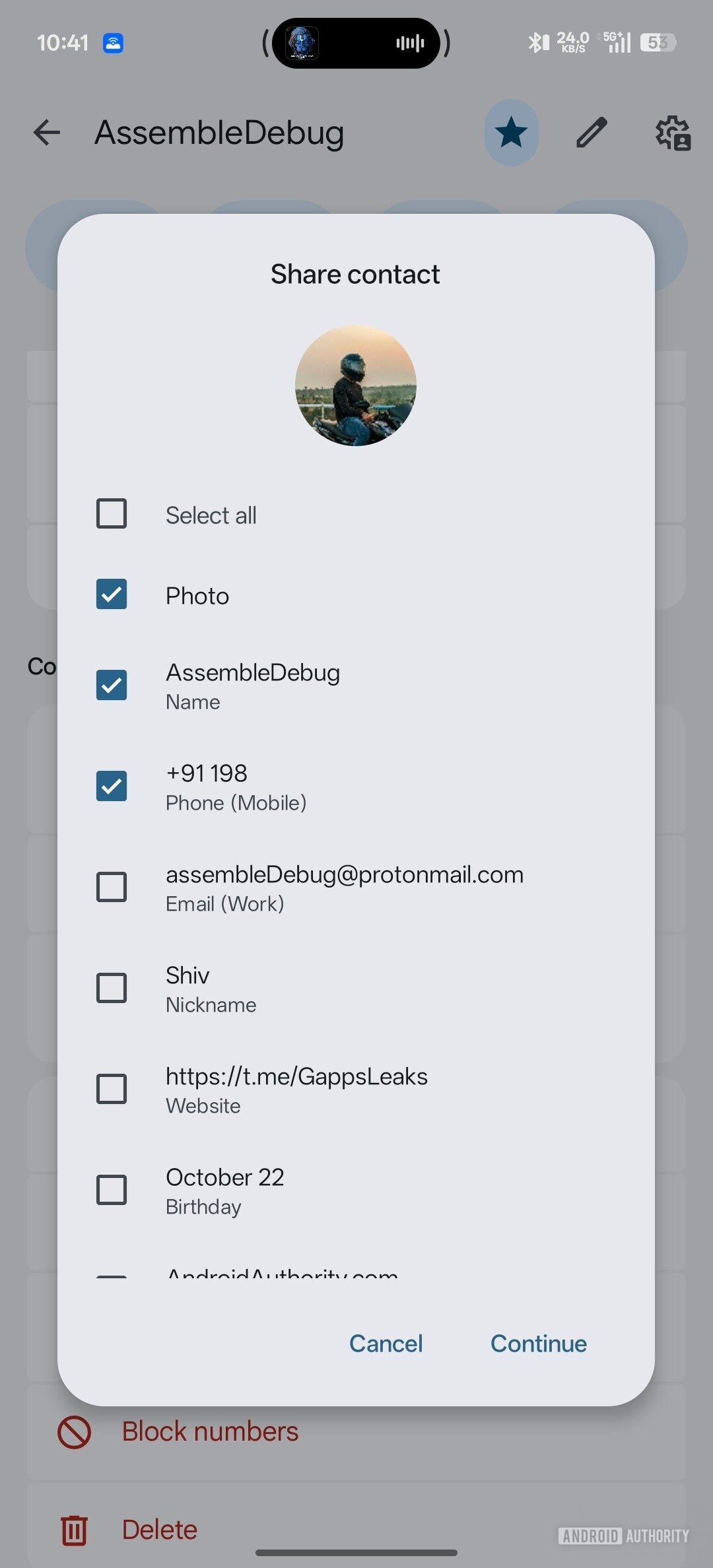 Compartilhamento vcf antigo dos Contatos do Google