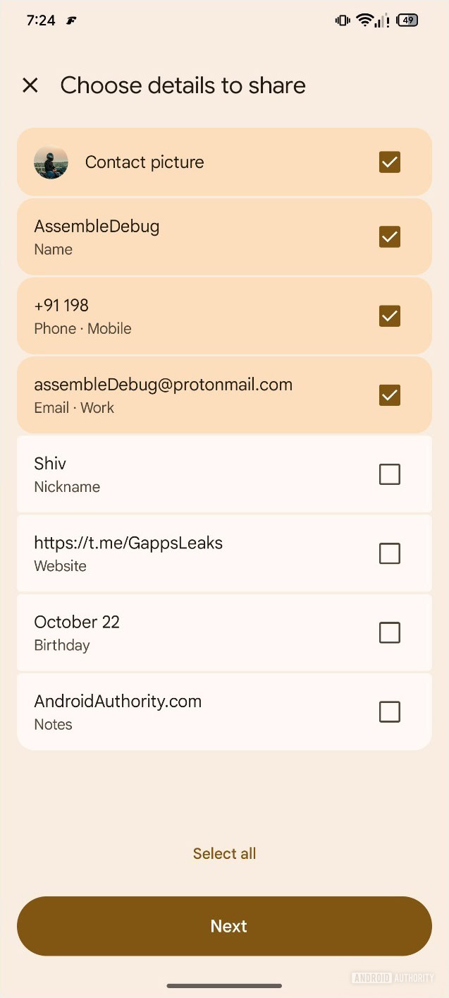 Novo compartilhamento vcf 2 dos Contatos do Google
