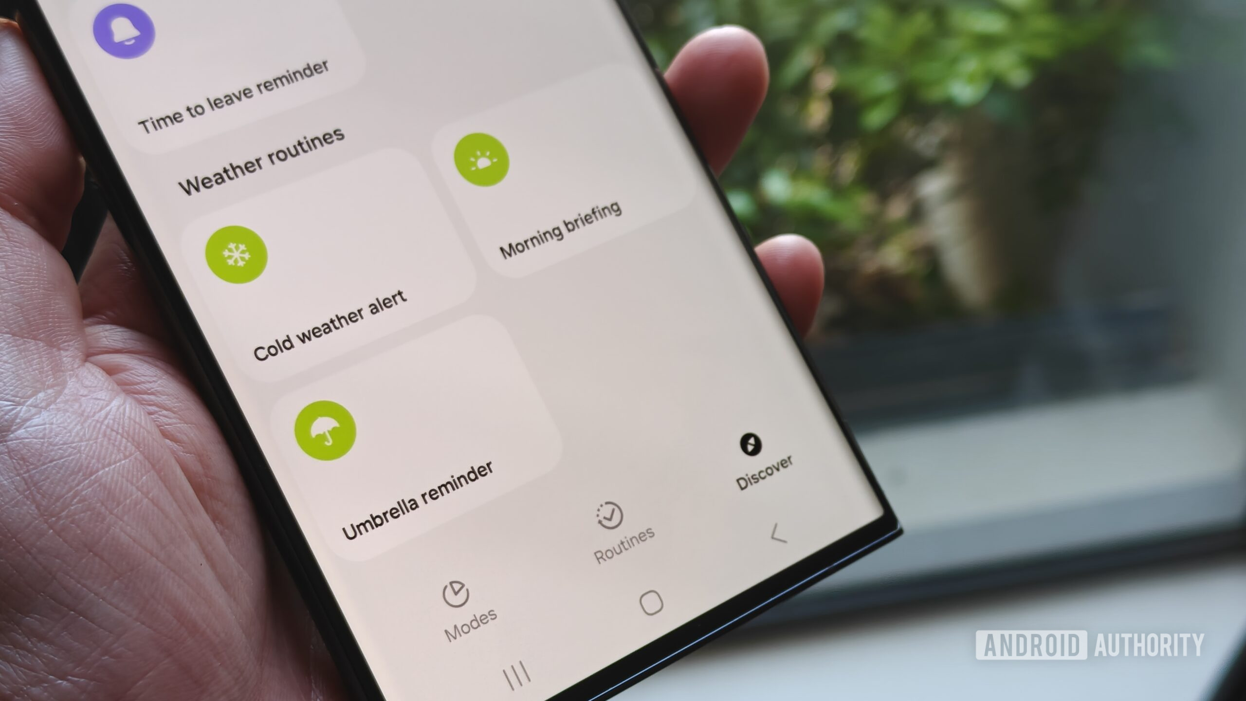 rotinas baseadas no clima no aplicativo Samsung Modes and Rotinas rotinas baseadas no clima no aplicativo Samsung Modes and Rotinas