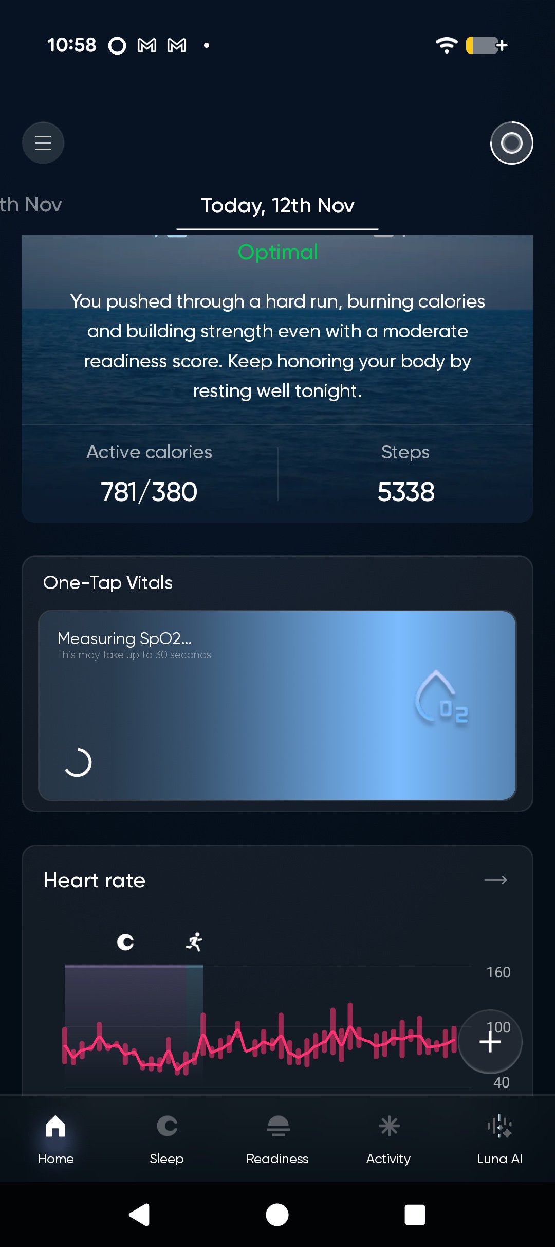 Aplicativo Luna Ring 2 SpO2