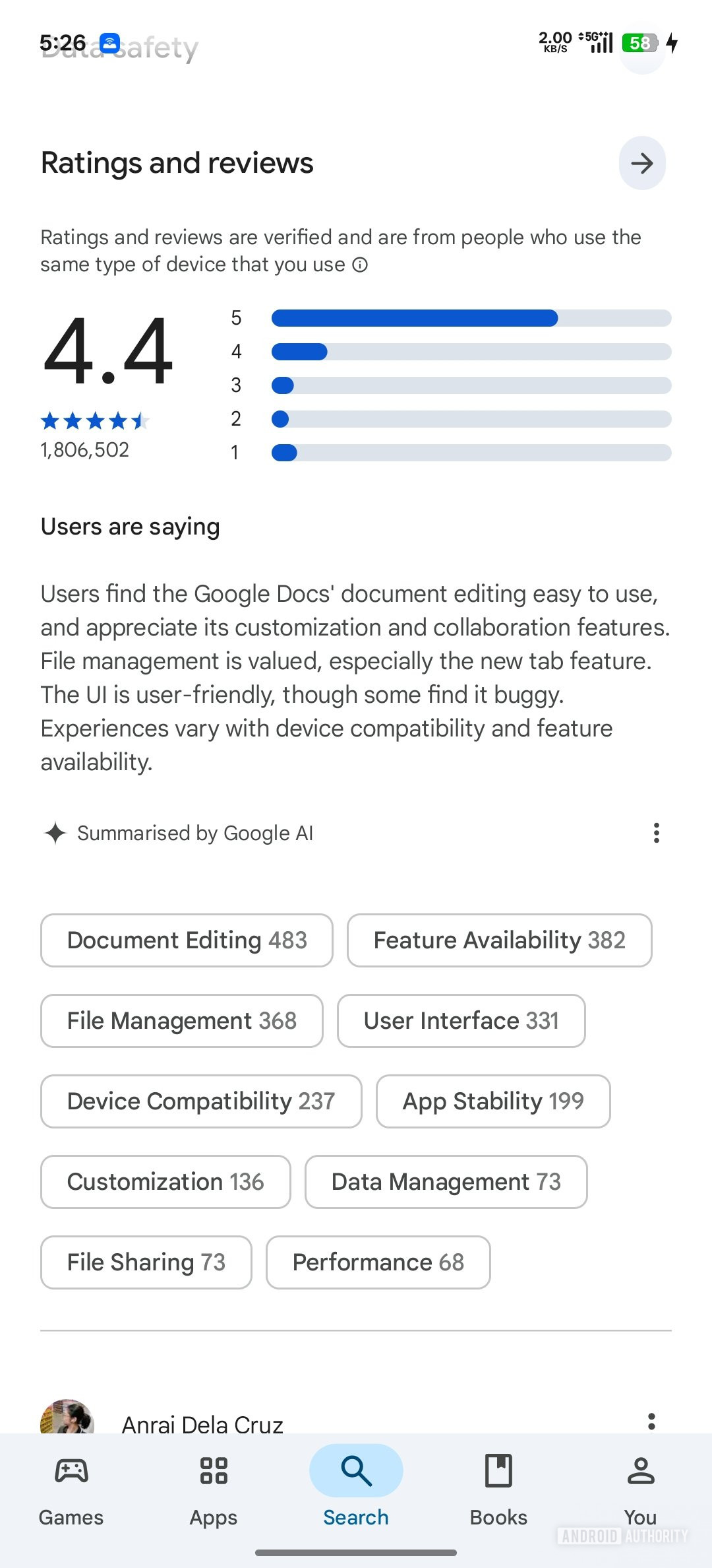 resumos de análises de IA da Google Play Store 1