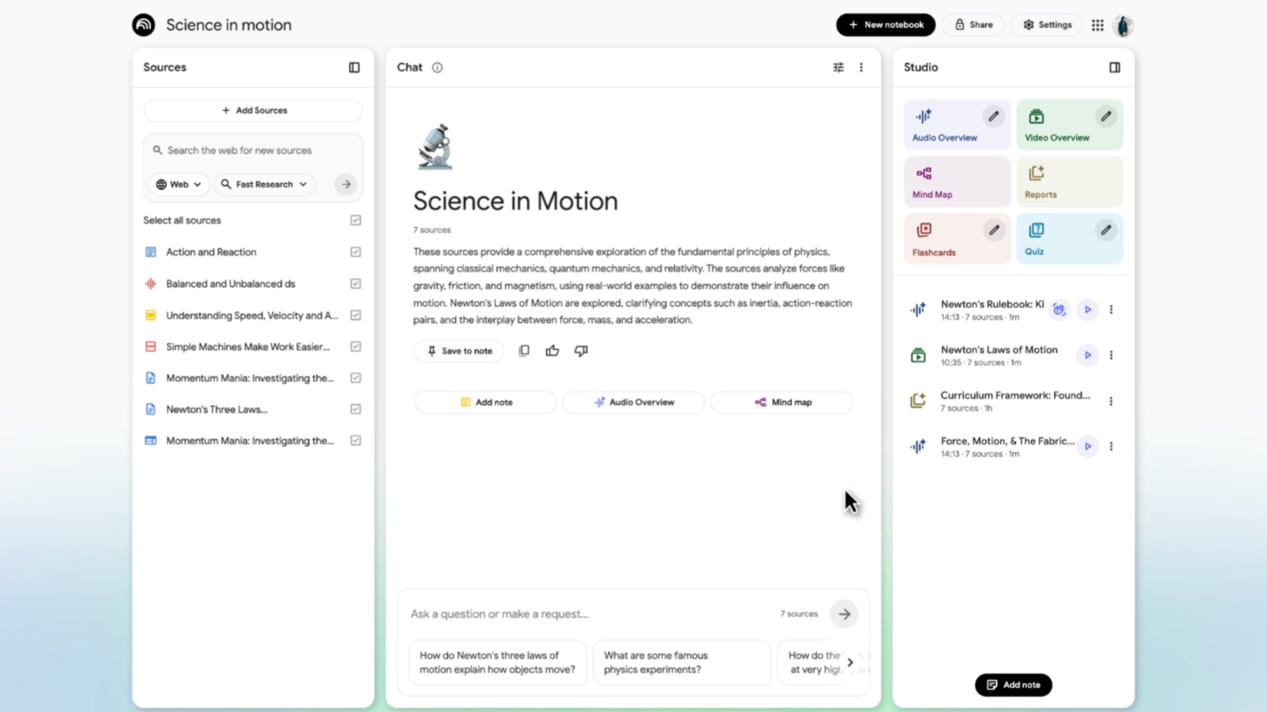 Caderno de Pesquisa Profunda LM 2 Deep Research trabalhando no cliente web NotebookLM.