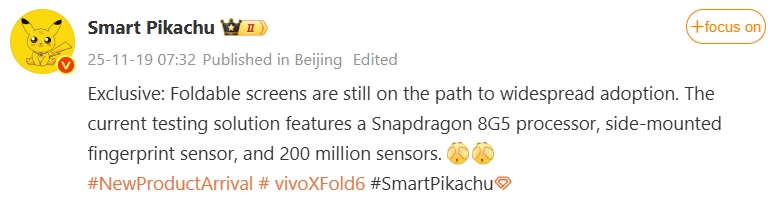 Vazador Smart Pikachu no vivo X Fold 6