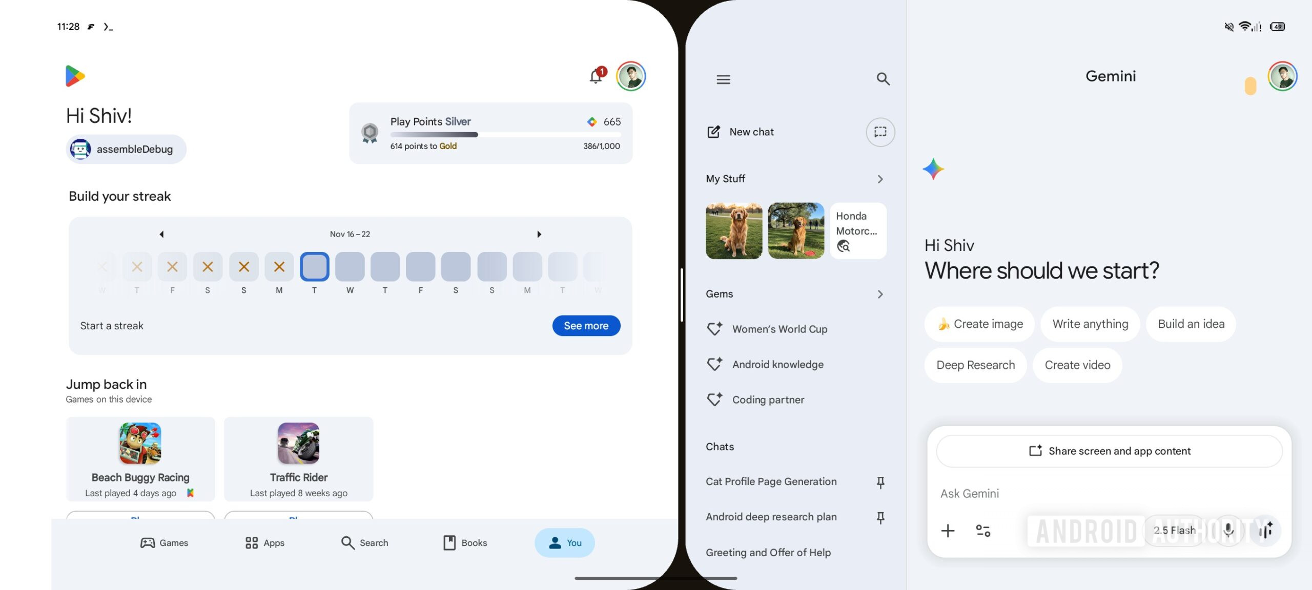 Gemini compartilha tela dividida