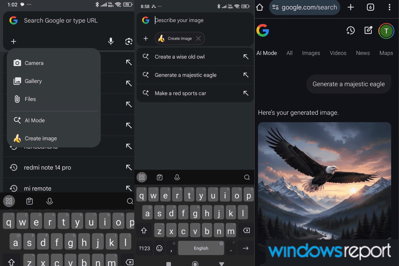 Criação de imagem da barra de endereço do Chrome Android NanoBanana Criação de imagem da barra de endereço do Chrome Android NanoBanana