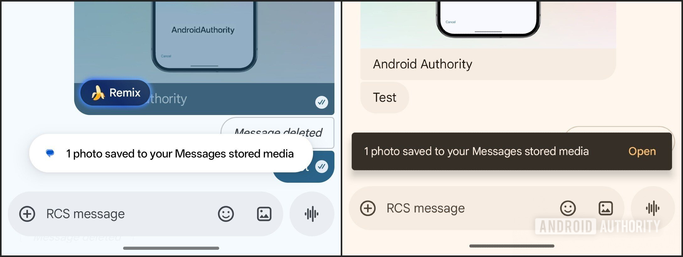 mensagens salvas na mídia