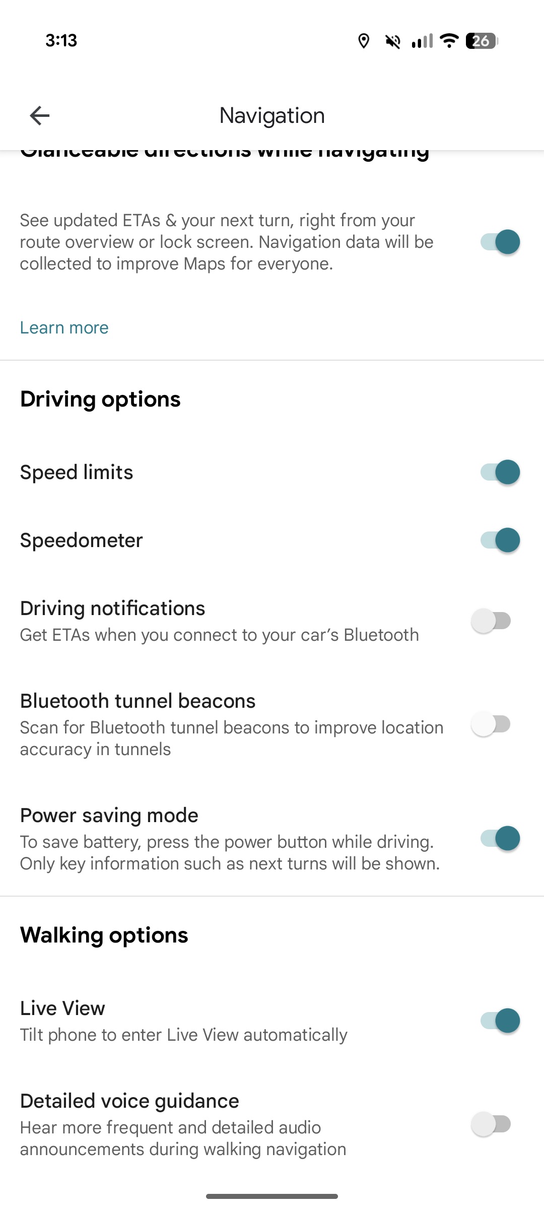 Modo de economia de energia 1 do Google Maps
