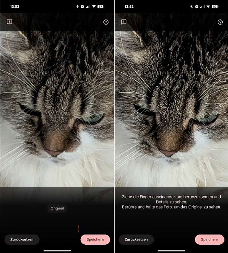 O “otimizador de zoom” suportado por IA no Google Fotos pode cortar imagens e aumentar a nitidez das seções de imagem ampliadas resultantes. O resultado é bastante impressionante.