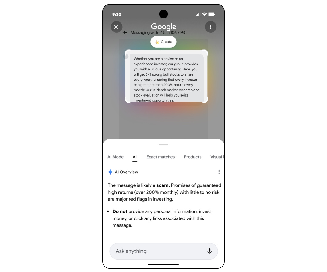 Evite golpes com Circle to Search Evite golpes com Circle to Search