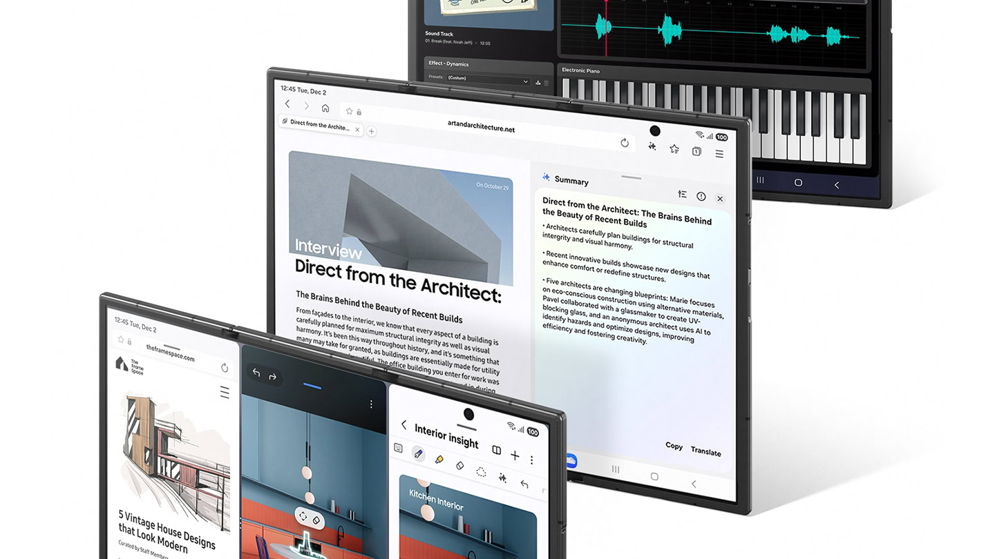 Renderização de aplicativos com três dobras Samsung Galaxy Z